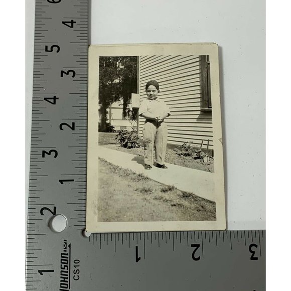 Young Boy Posing on Walkway Sidewalk 1930s Vintage Photograph Lot of 3 - Picture 5 of 8